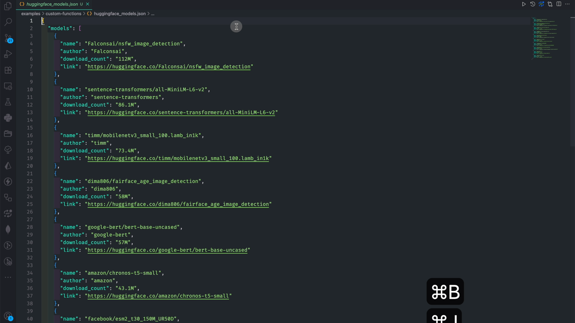 search HuggingFace most downloaded models, write to a JSON file